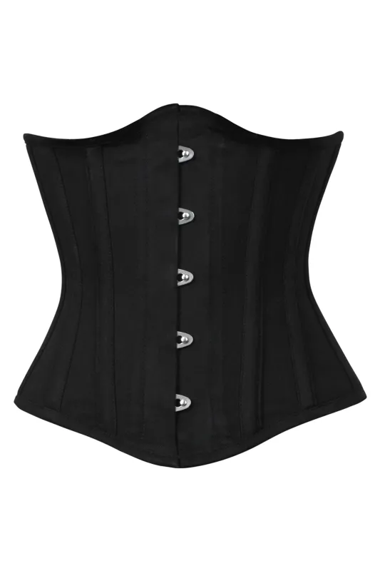 Black Cotton Underbust Corset with Steel Boning sold by Corset Story