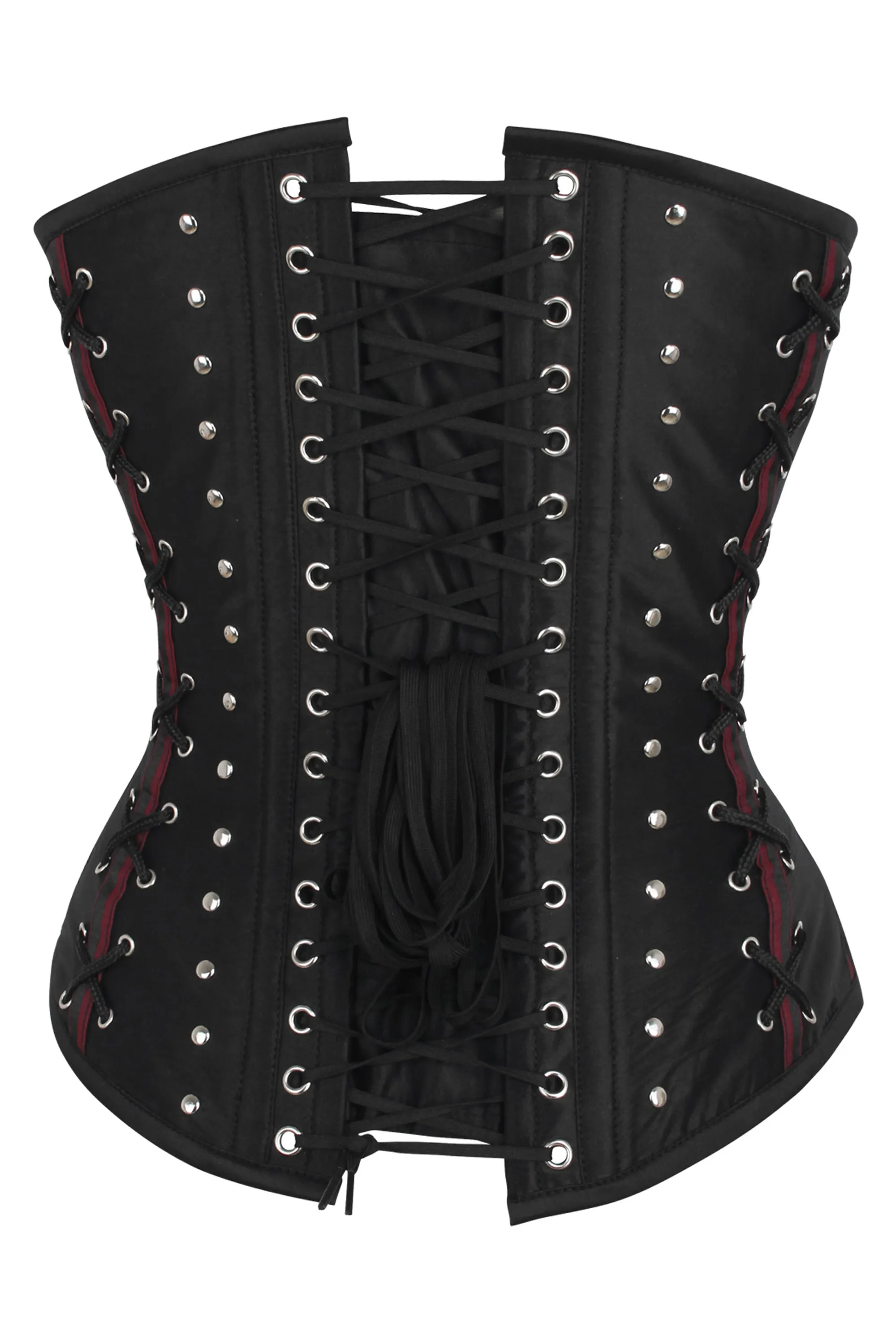 Black & Red Steampunk Pirate Longline Overbust Corset with Buckle Detail sold by Corset Story product image thumbnail 2