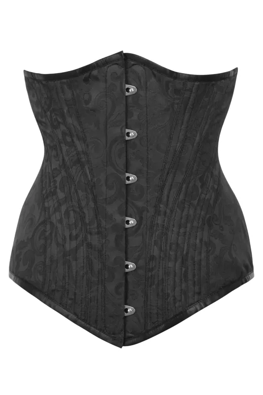 Black Jacquard Longline Underbust Corset sold by Corset Story