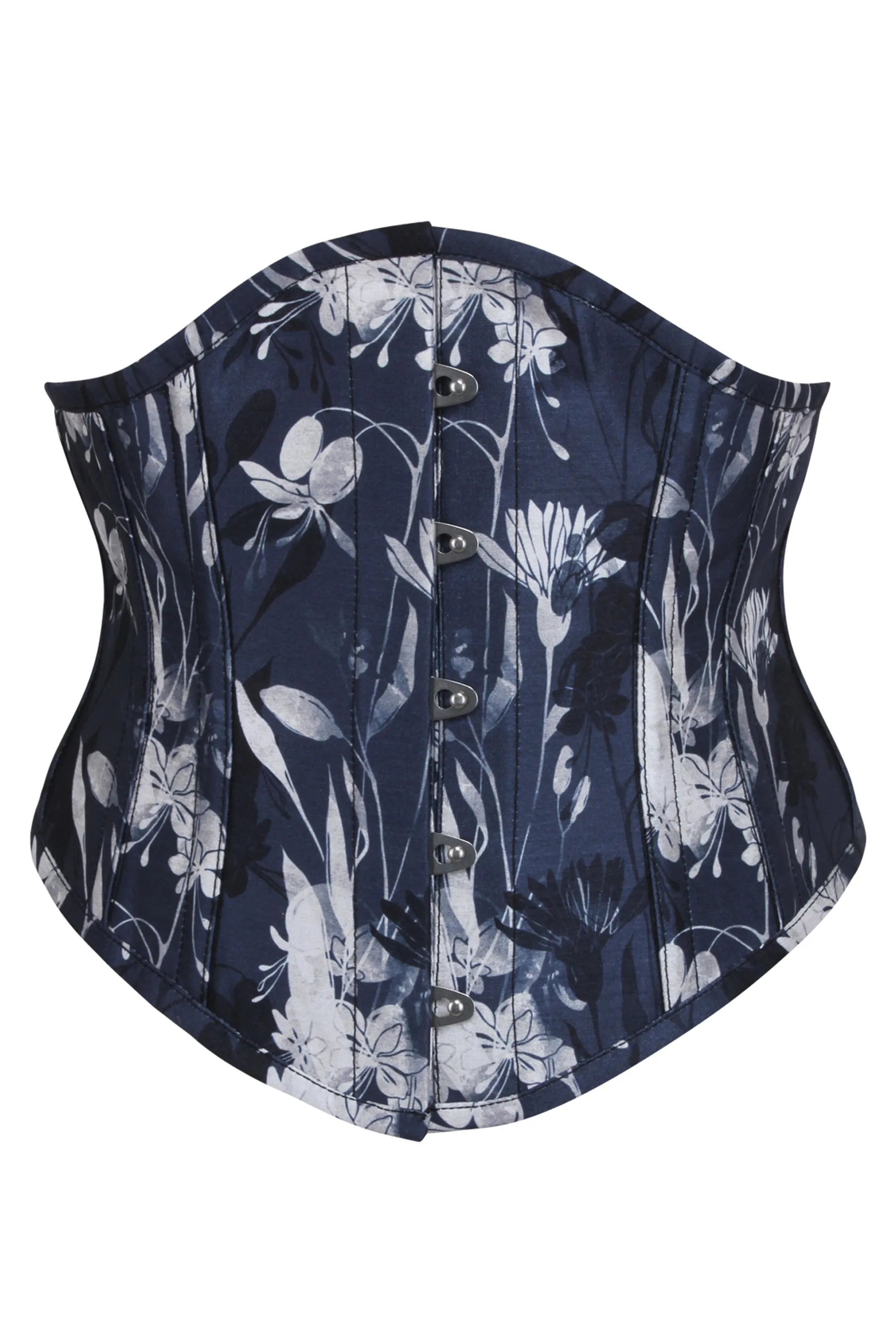 Navy Floral Print Underbust Corset with Steel Boning sold by Corset Story