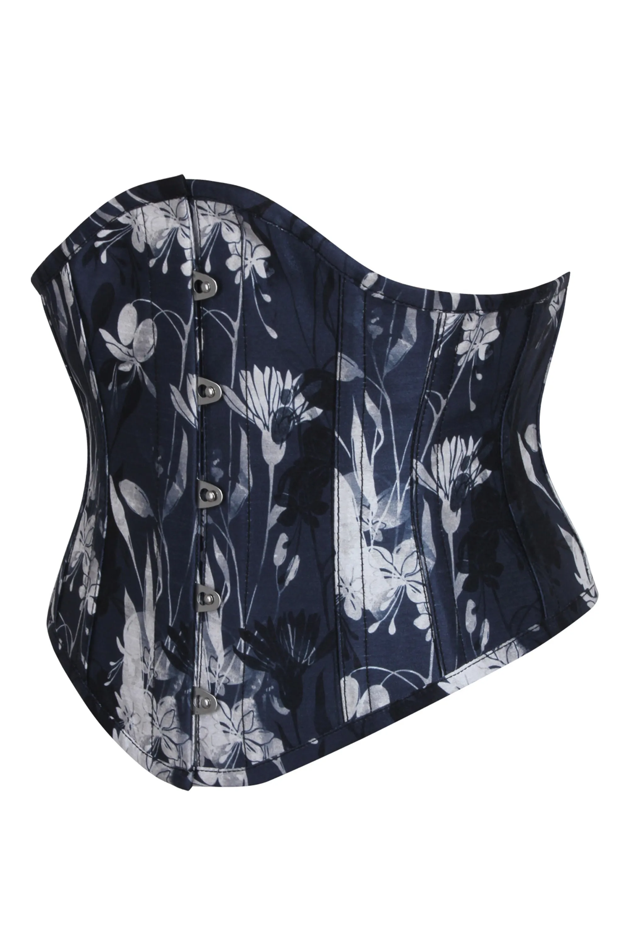 Navy Floral Print Underbust Corset with Steel Boning sold by Corset Story product image thumbnail 3