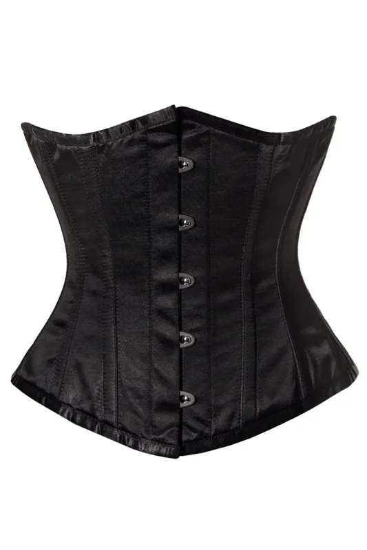 Black Satin Underbust Corset with Steel Boning sold by Corset Story