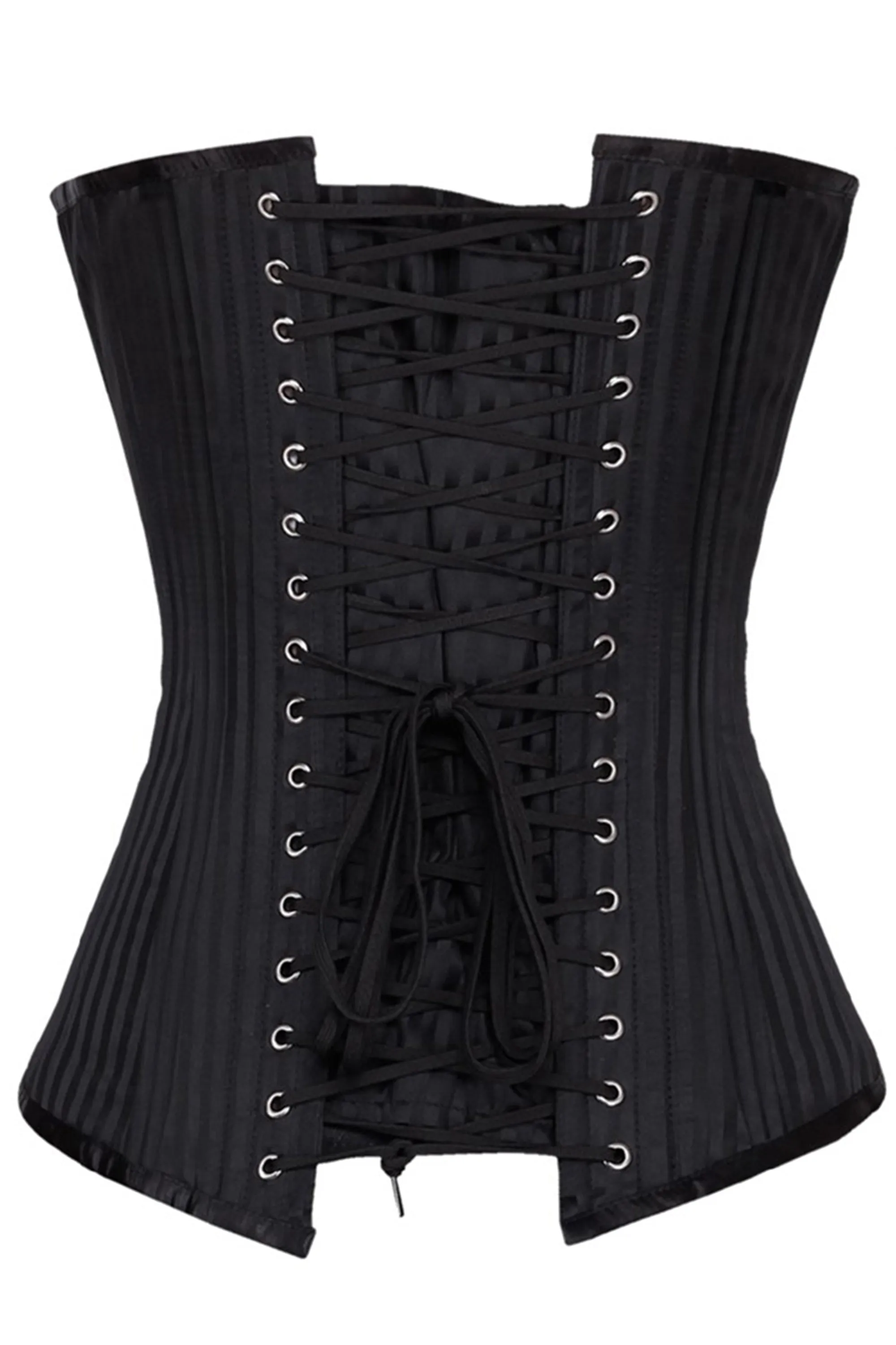 Black Longline Overbust Corset with Satin Stripe Finish sold by Corset Story product image thumbnail 2