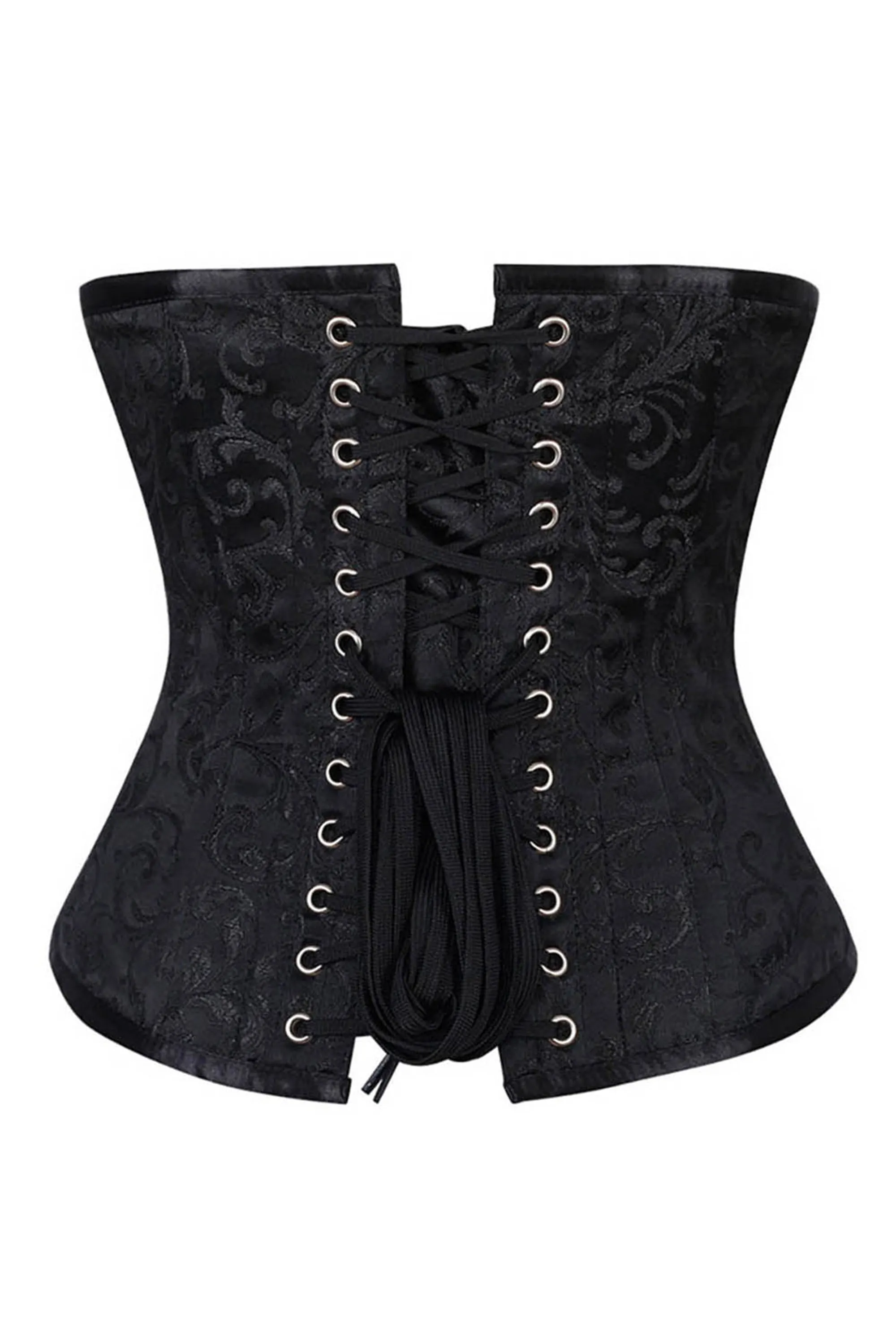 Black Brocade Underbust Corset with Steel Boning sold by Corset Story product image thumbnail 2