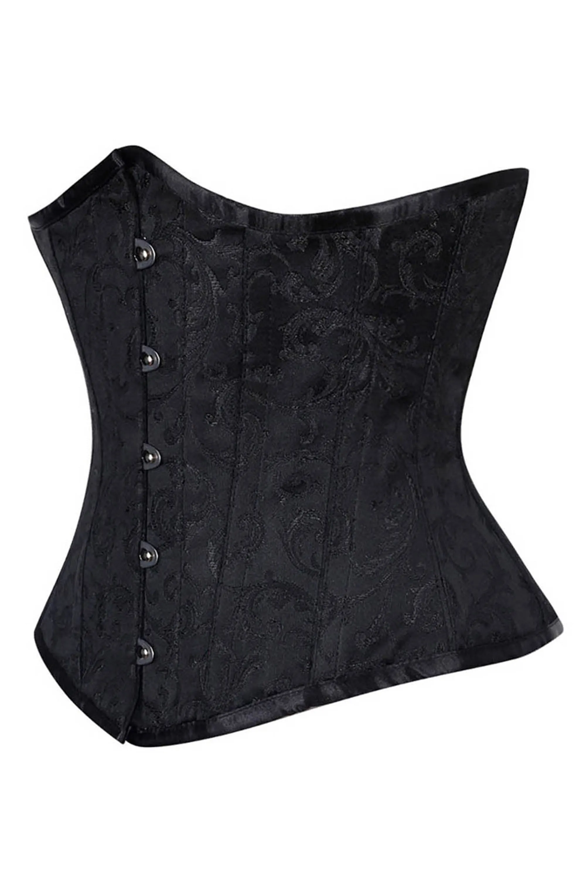 Black Brocade Underbust Corset with Steel Boning sold by Corset Story product image thumbnail 3
