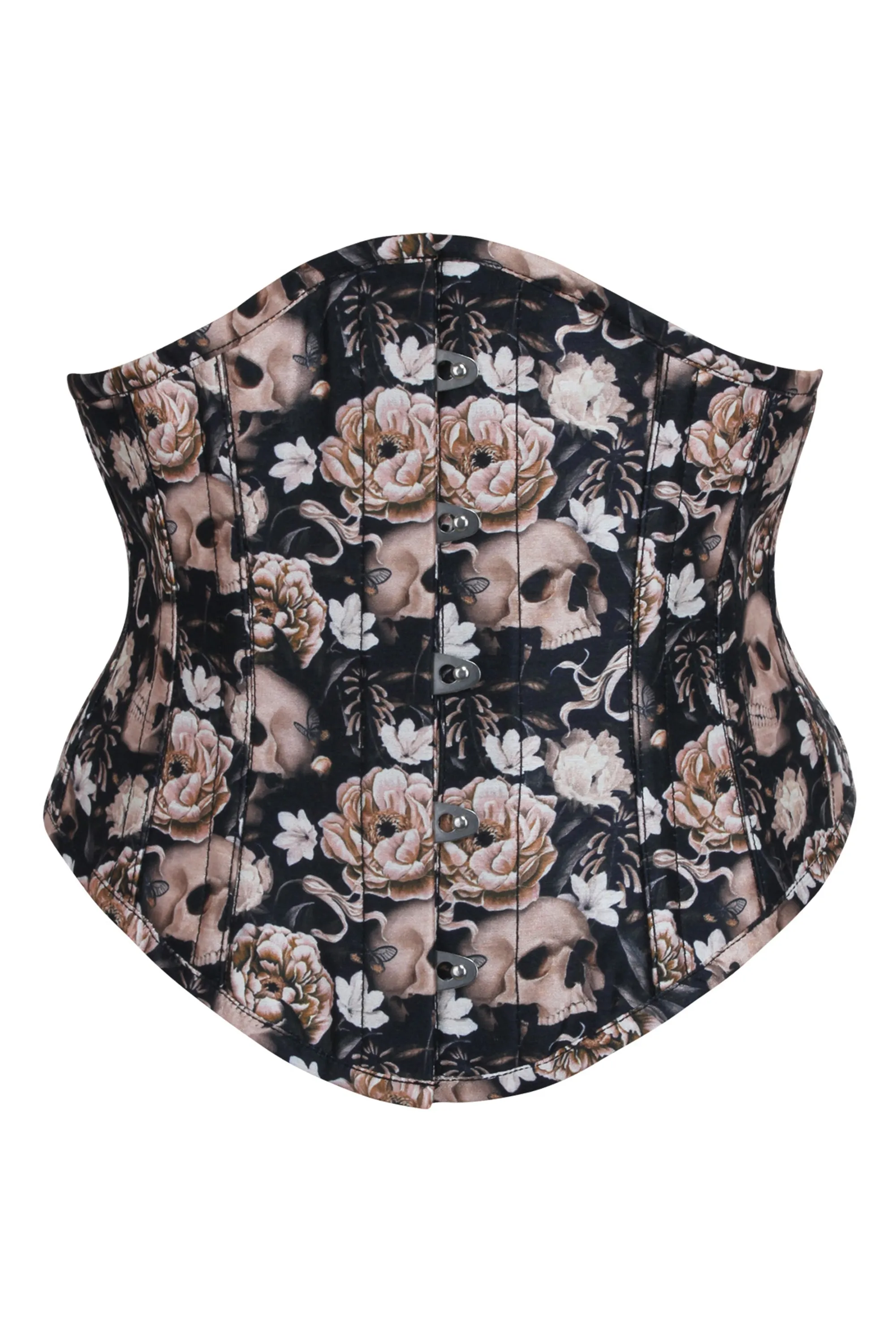 Vintage Skull & Rose Print Underbust Corset sold by Corset Story