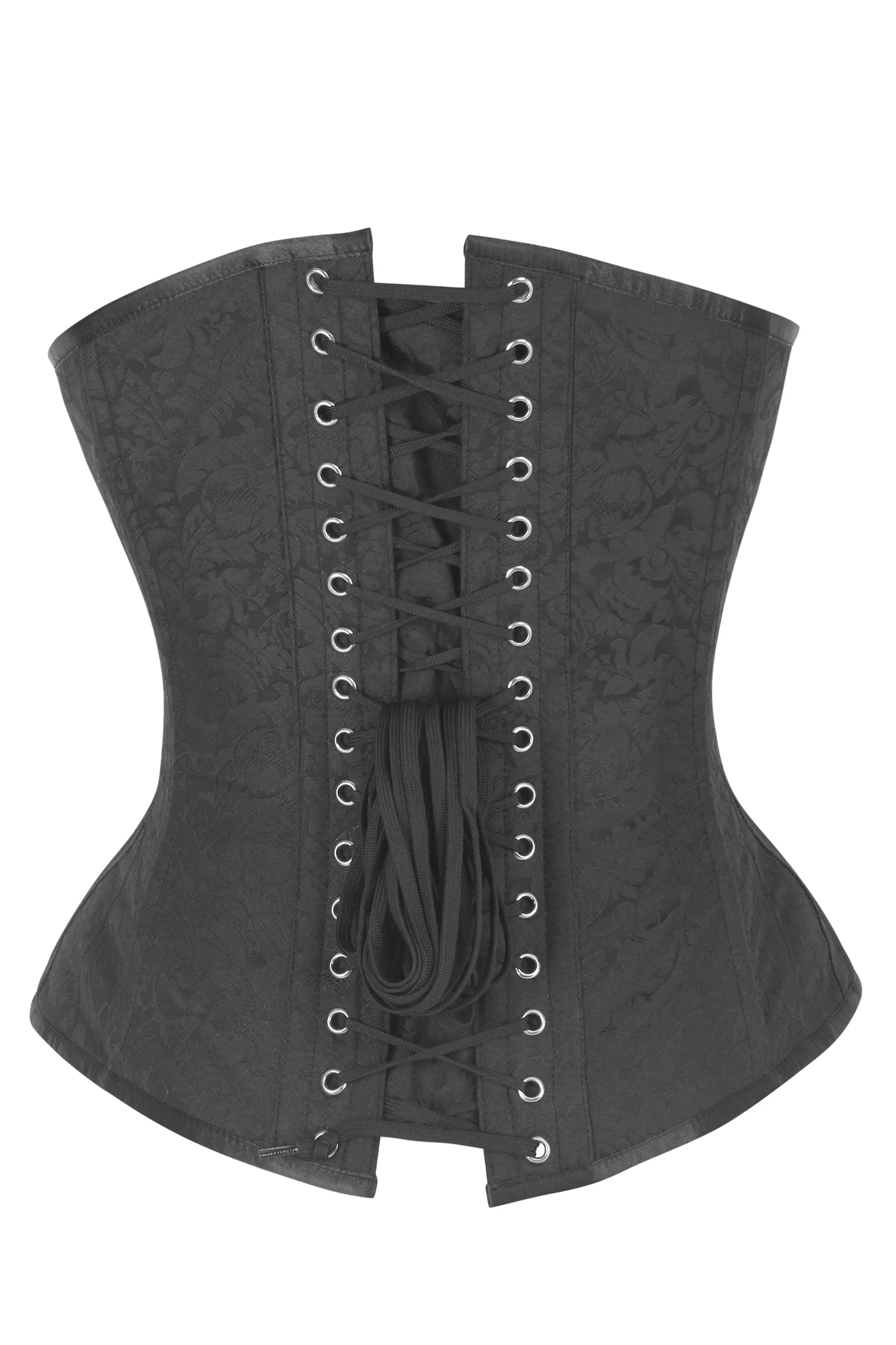Black Brocade Overbust Corset with Subtle Baroque Pattern sold by Corset Story product image thumbnail 2