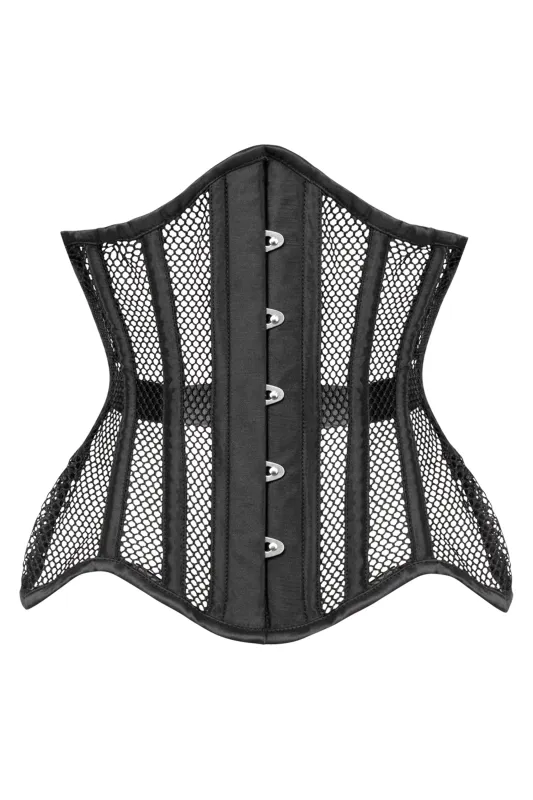 Black Mesh Underbust Corset with Steel Boning sold by Corset Story