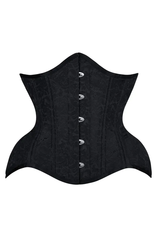 Black Damask Underbust Corset with Hourglass Silhouette sold by Corset Story