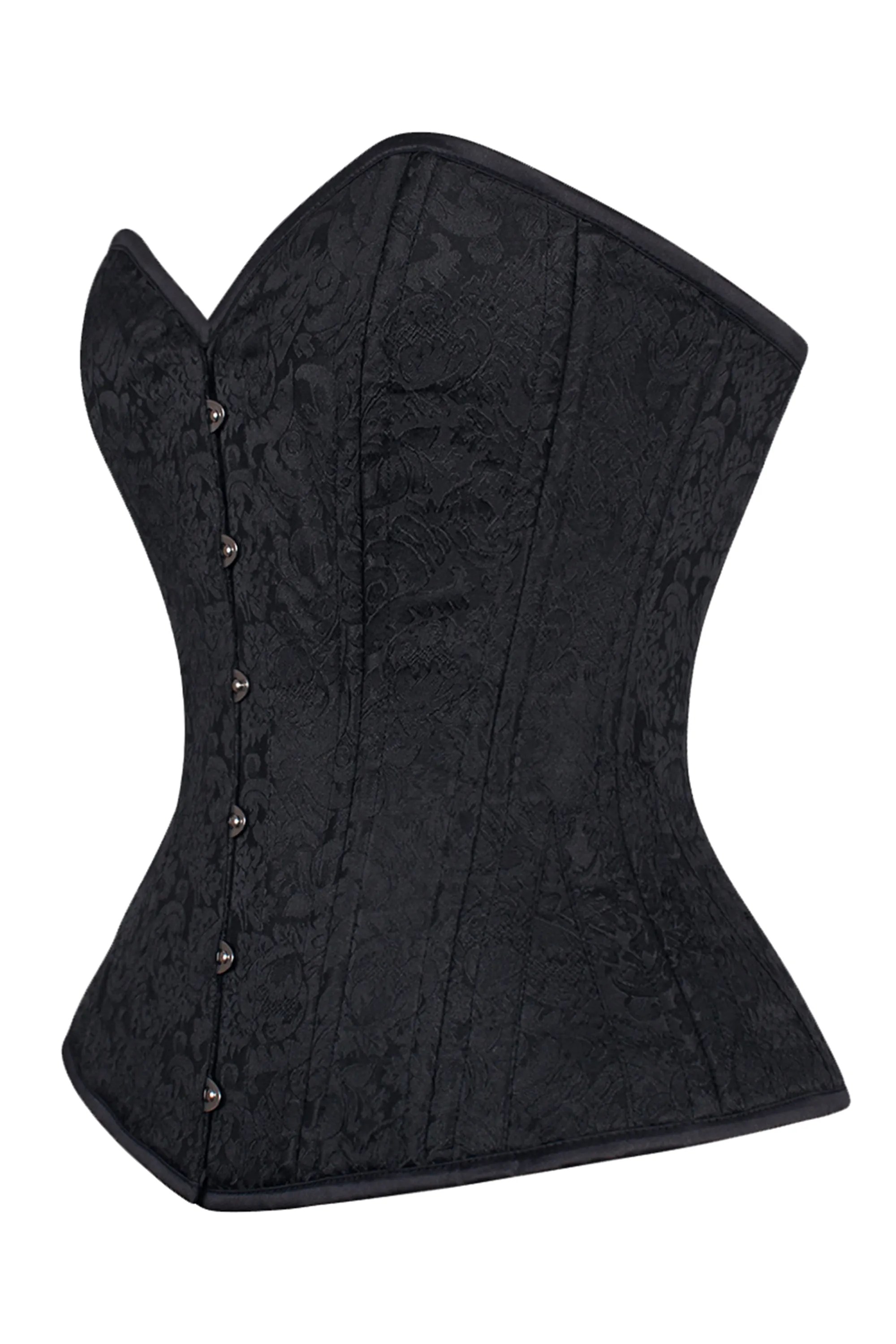 Elegant Black Overbust Corset with Front Busk Closure sold by Corset Story product image thumbnail 3