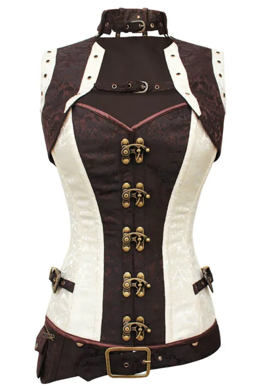 Victorian Steampunk Steel Boned Corset with Sleeveless Bolero Jacket sold by Corset Story