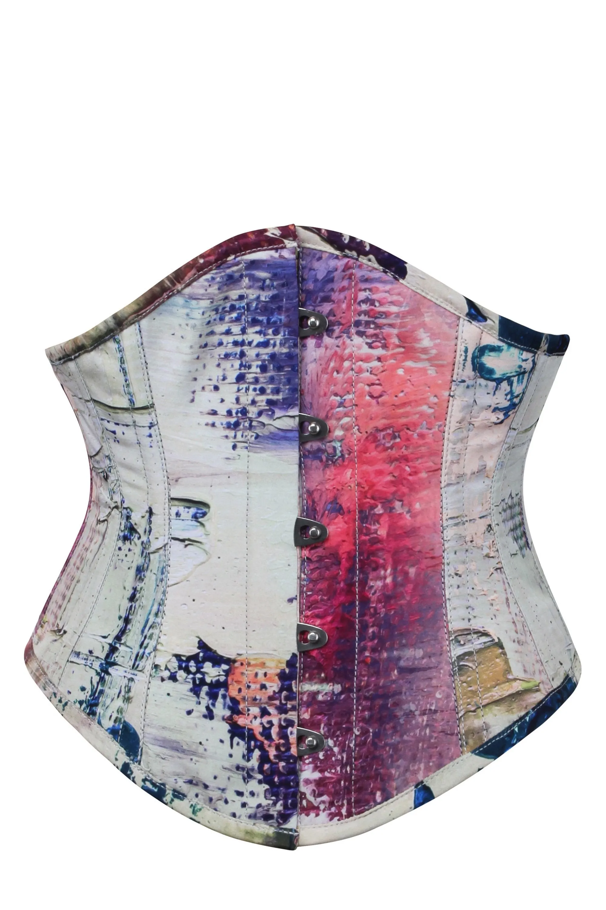 Vibrant Purple and Cream Snake Print Waspie Corset sold by Corset Story