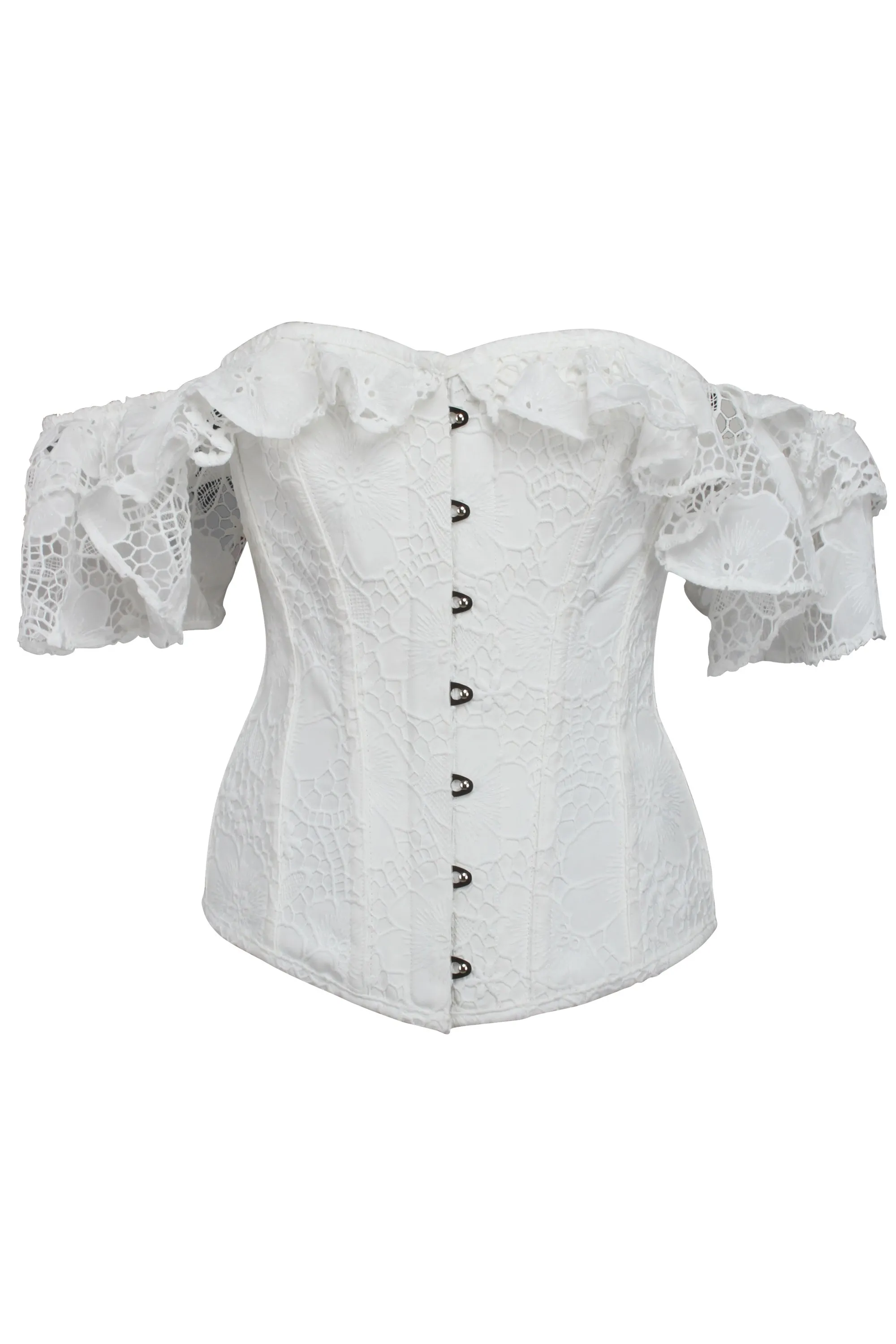 White Lace Overlay Overbust Corset Top sold by Corset Story