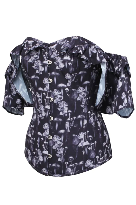 Wild Mushroom Corset Top with Frill Sleeve sold by Corset Story