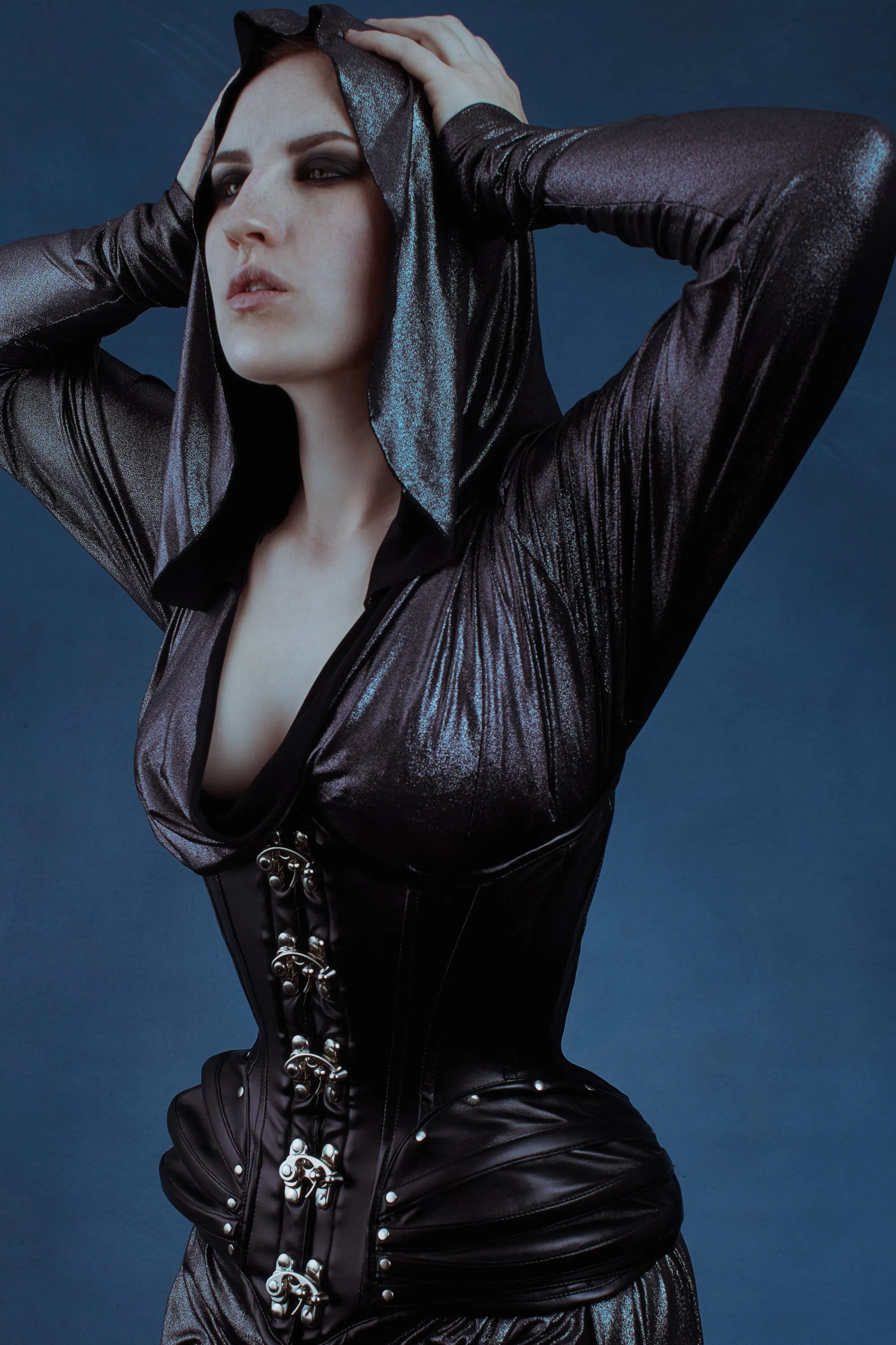 PU Black Underbust corset with Swing Hook Closure sold by Corset Story product image thumbnail 3