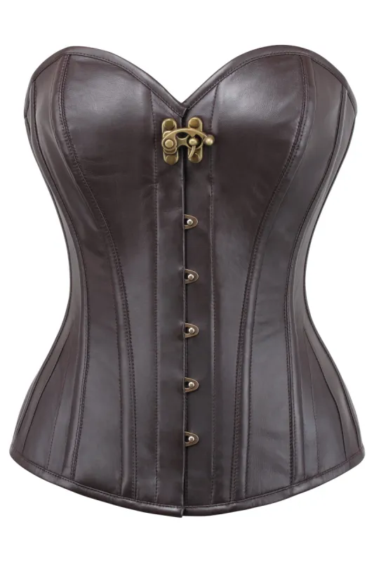 Brown PVC Overbust Corset sold by Corset Story