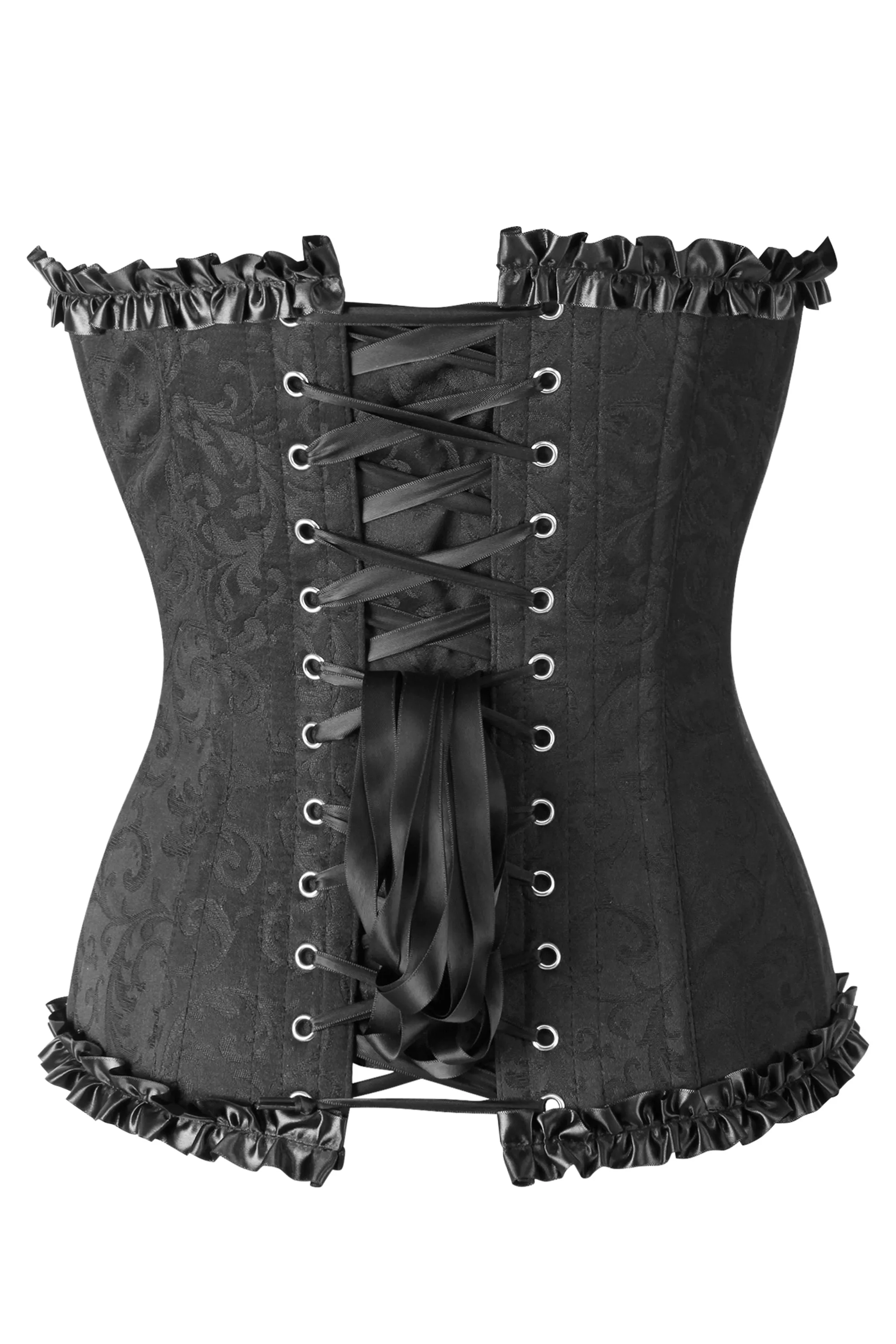Black Brocade Sweetheart Corset With Ruffle Trim sold by Corset Story product image thumbnail 5