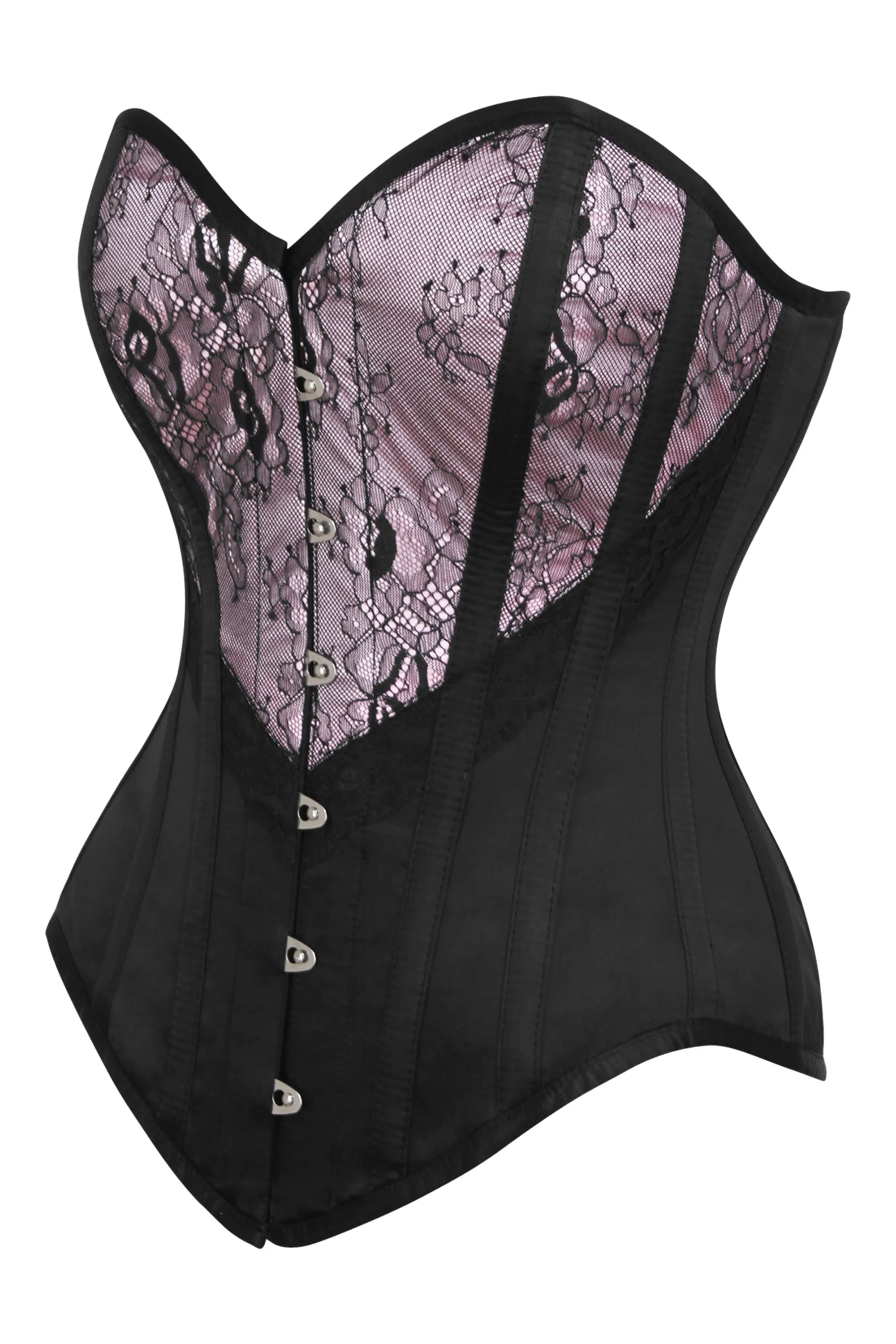 Pink and Black Overbust Lingerie Corset sold by Corset Story product image thumbnail 3