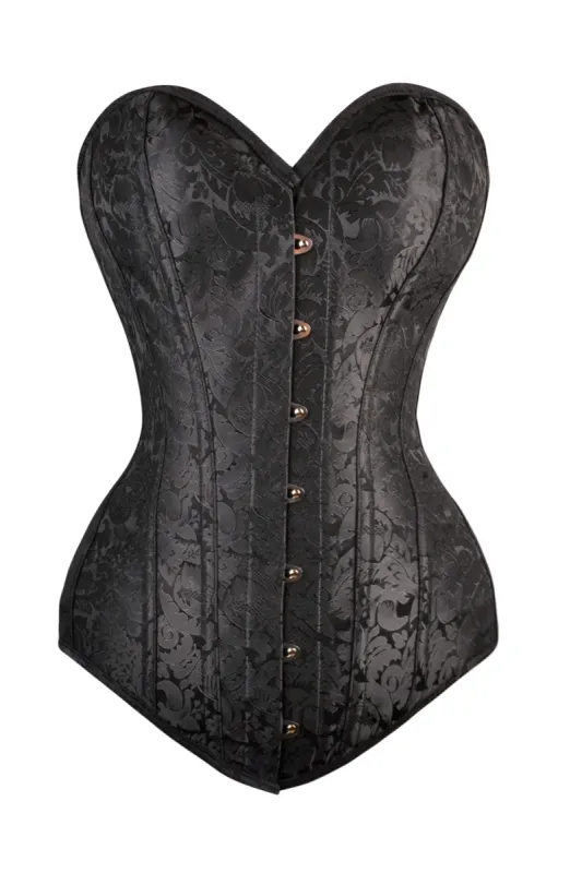 Instant Shape Black Brocade Overbust Corset - Longline sold by Corset Story