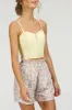 Delia Lemon Sorbet Cotton Cropped Corset with Spaghetti Straps sold by Corset Story