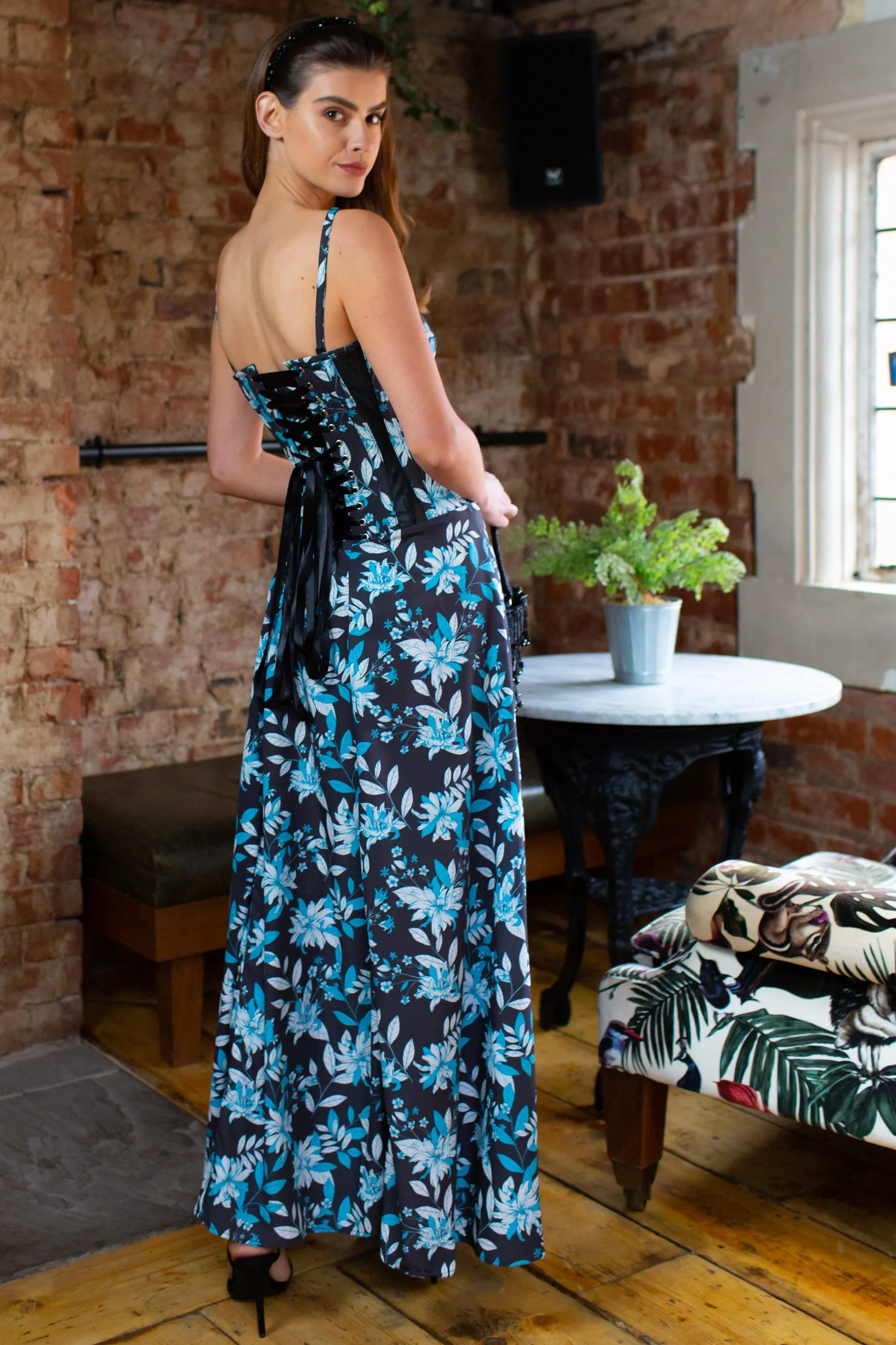 Full Steel Boned Maxi Corset Dress with Mesh Panels sold by Corset Story product image thumbnail 4