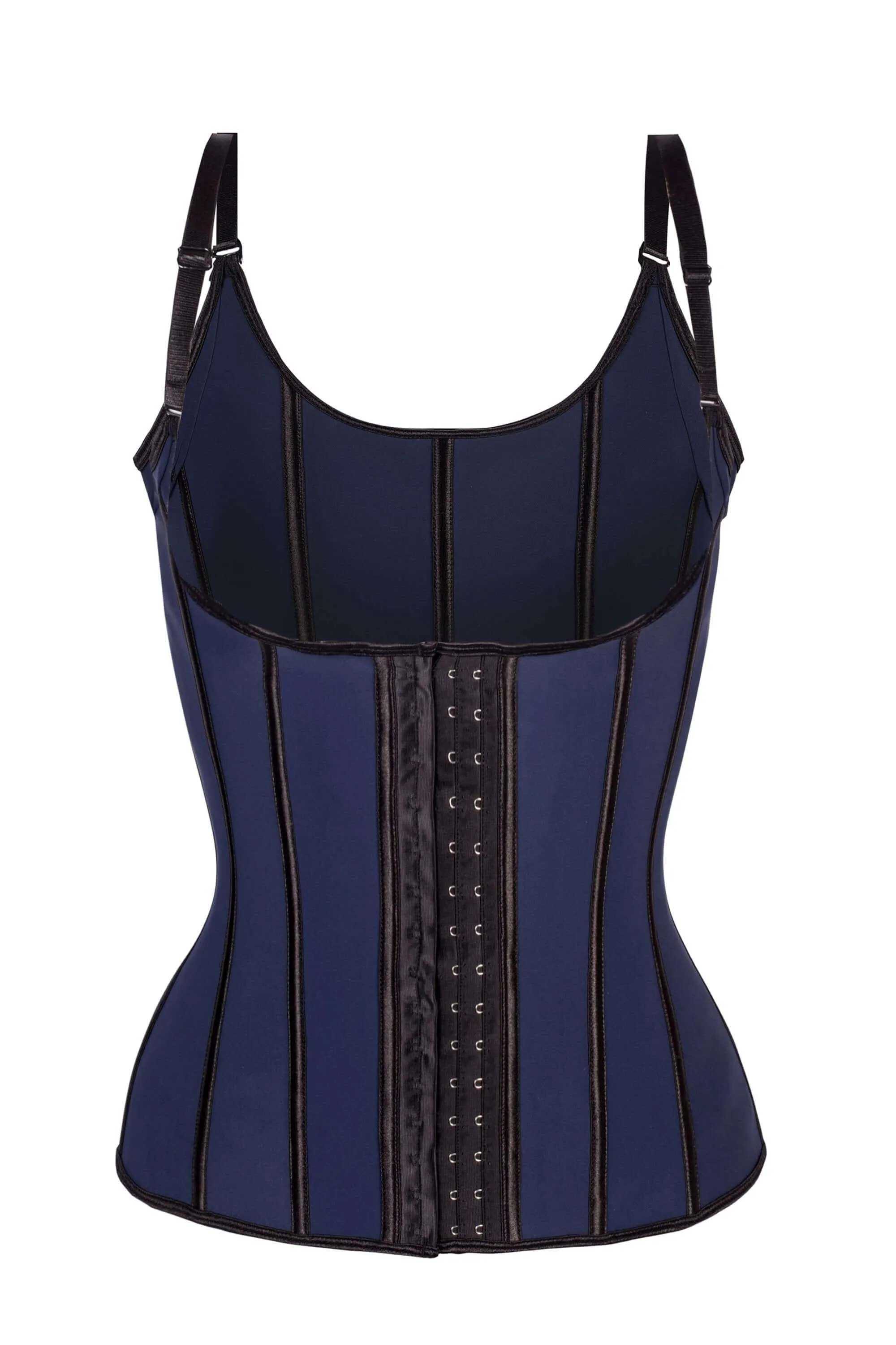 Corset Story Navy Latex Underbust Corset with adjustable Bra Straps sold by Corset Story