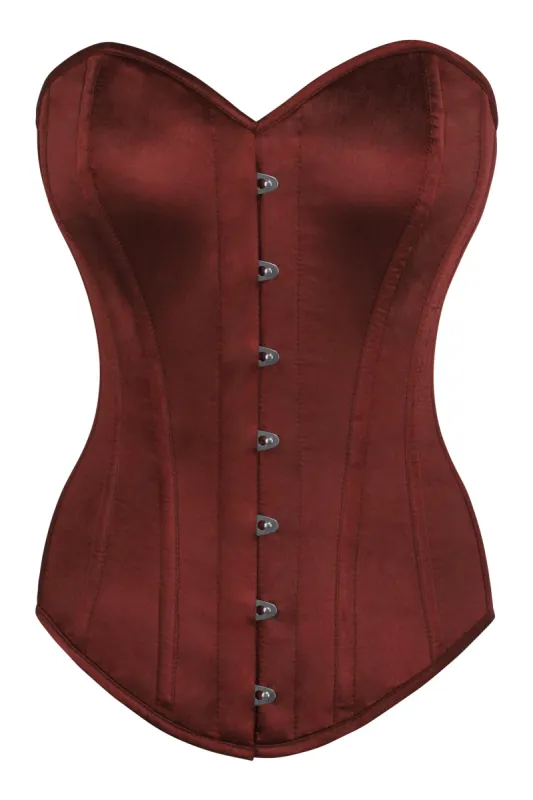Instant Shape Burgundy Satin Longline Overbust sold by Corset Story