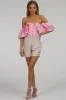 Pink Cotton Corset Top with Dramatic sleeve sold by Corset Story