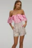 Pink Cotton Corset Top with Dramatic sleeve sold by Corset Story