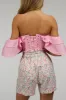 Pink Cotton Corset Top with Dramatic sleeve sold by Corset Story