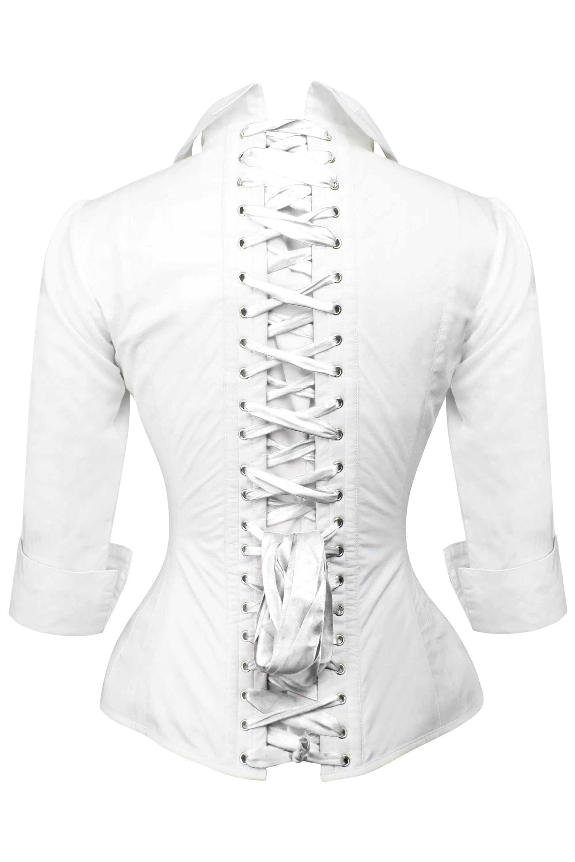 Full Steel Boned White Corset Shirt sold by Corset Story product image thumbnail 3