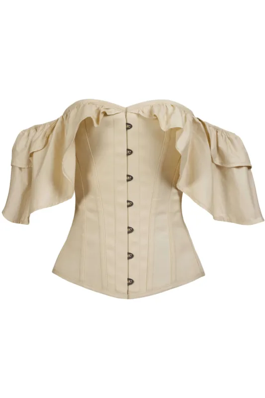 Champagne Cotton Top with Dramatic sleeve sold by Corset Story