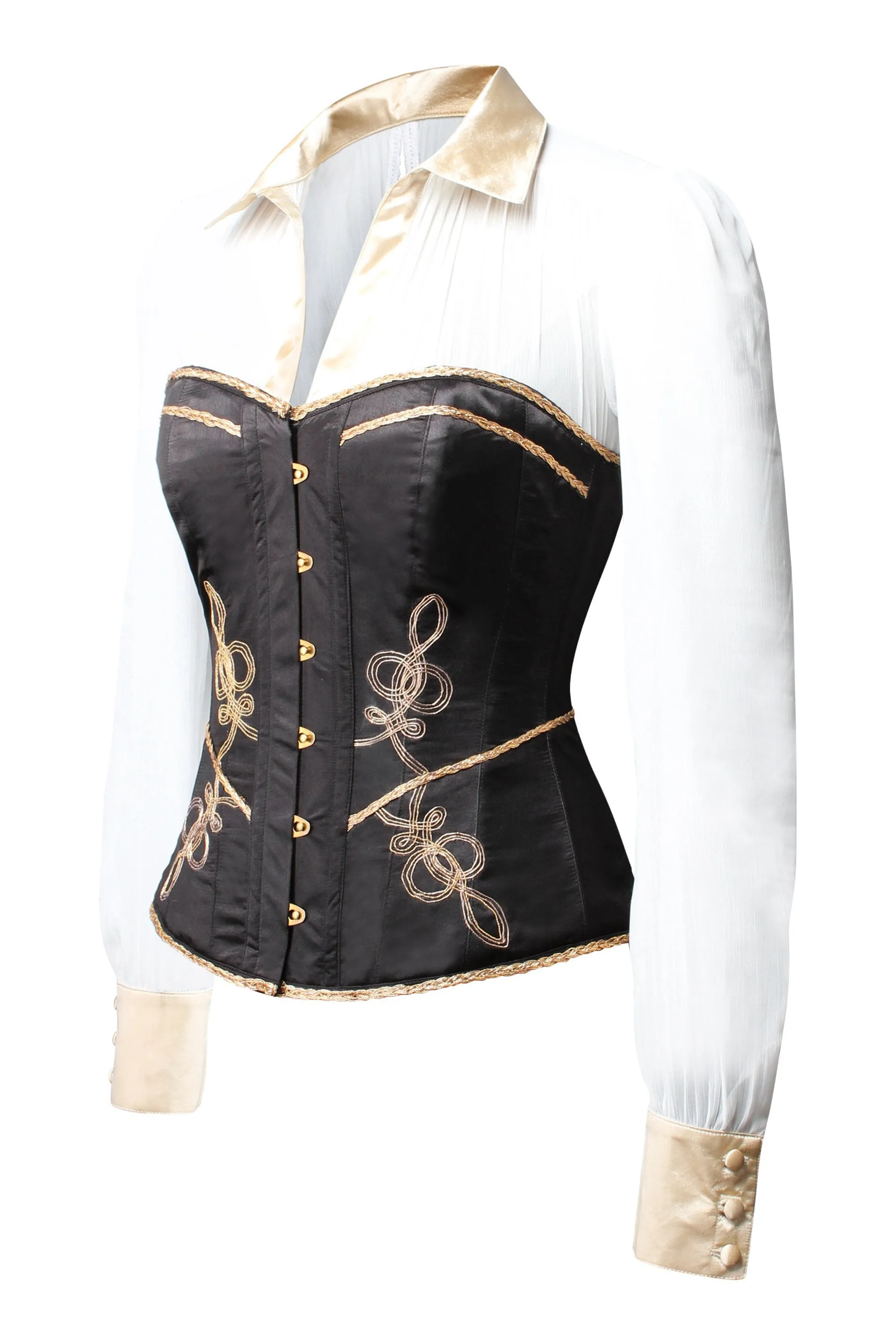 Black and Gold Corset Shirt sold by Corset Story product image thumbnail 4