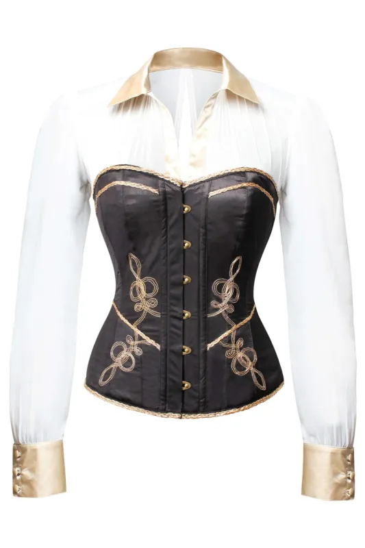 Black and Gold Corset Shirt sold by Corset Story
