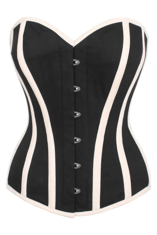 Single Layer Black and Beige Overbust Corset sold by Corset Story
