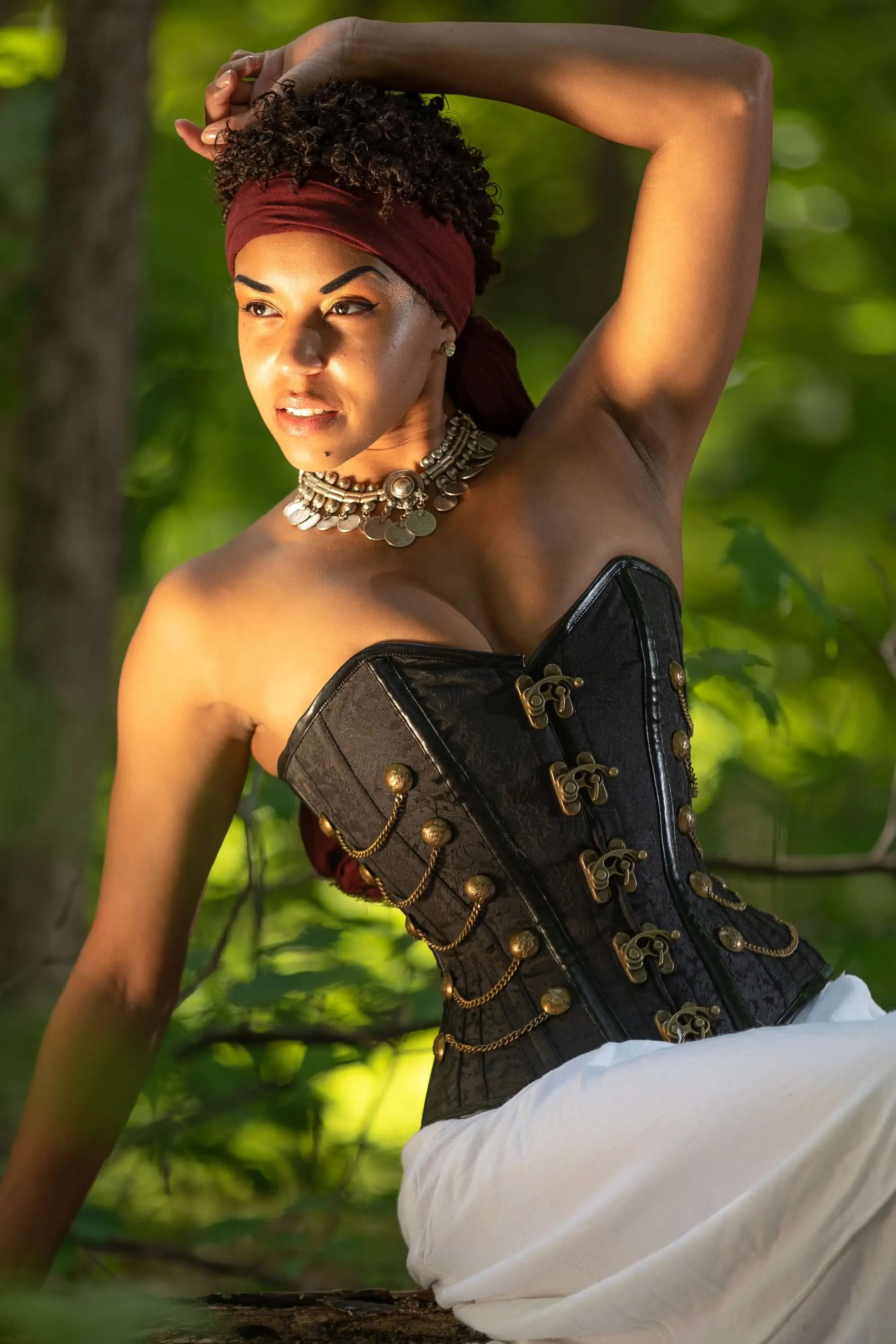 Black Steampunk Corset With Chains sold by Corset Story product image thumbnail 2
