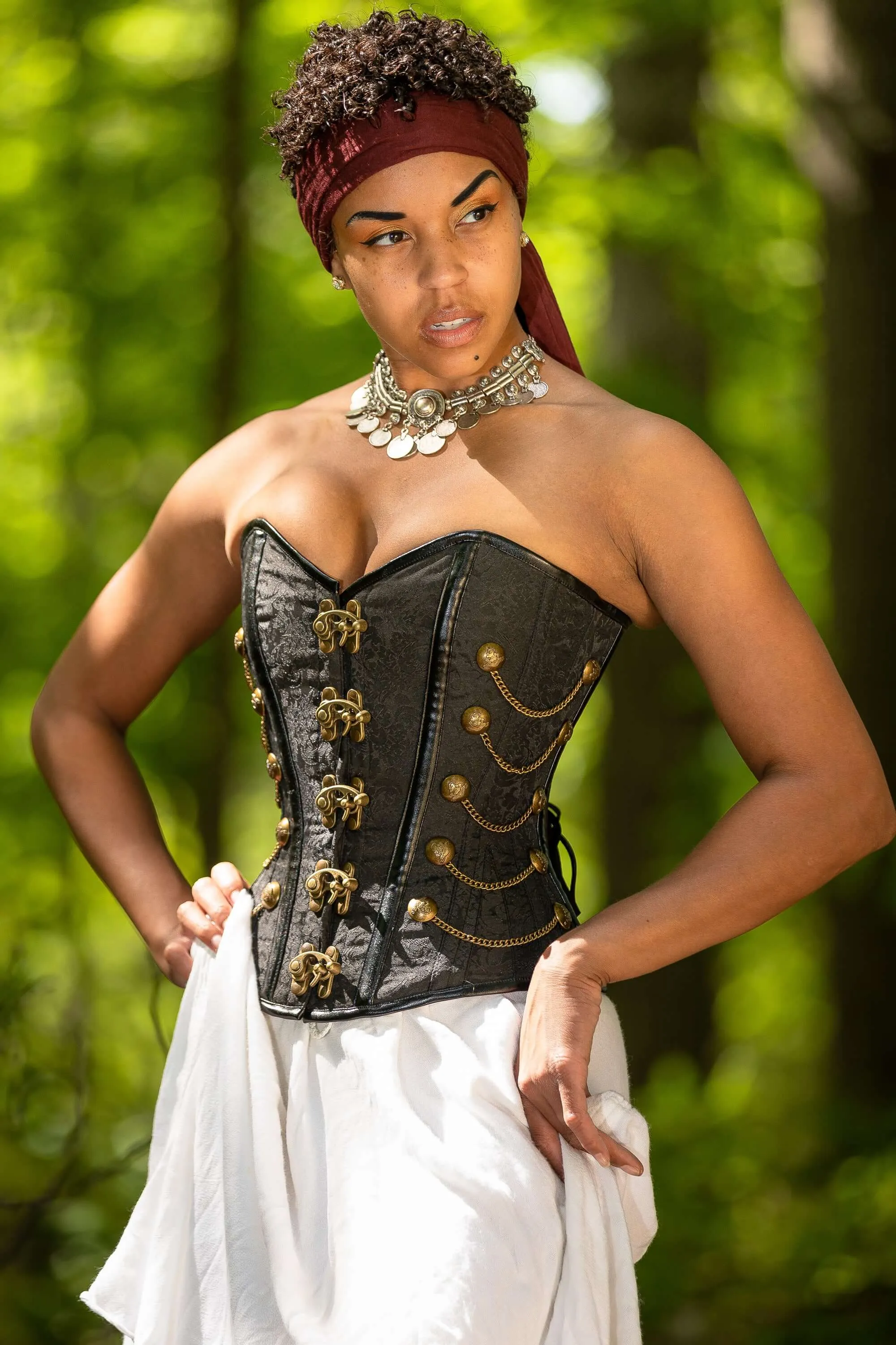 Black Steampunk Corset With Chains sold by Corset Story product image thumbnail 4
