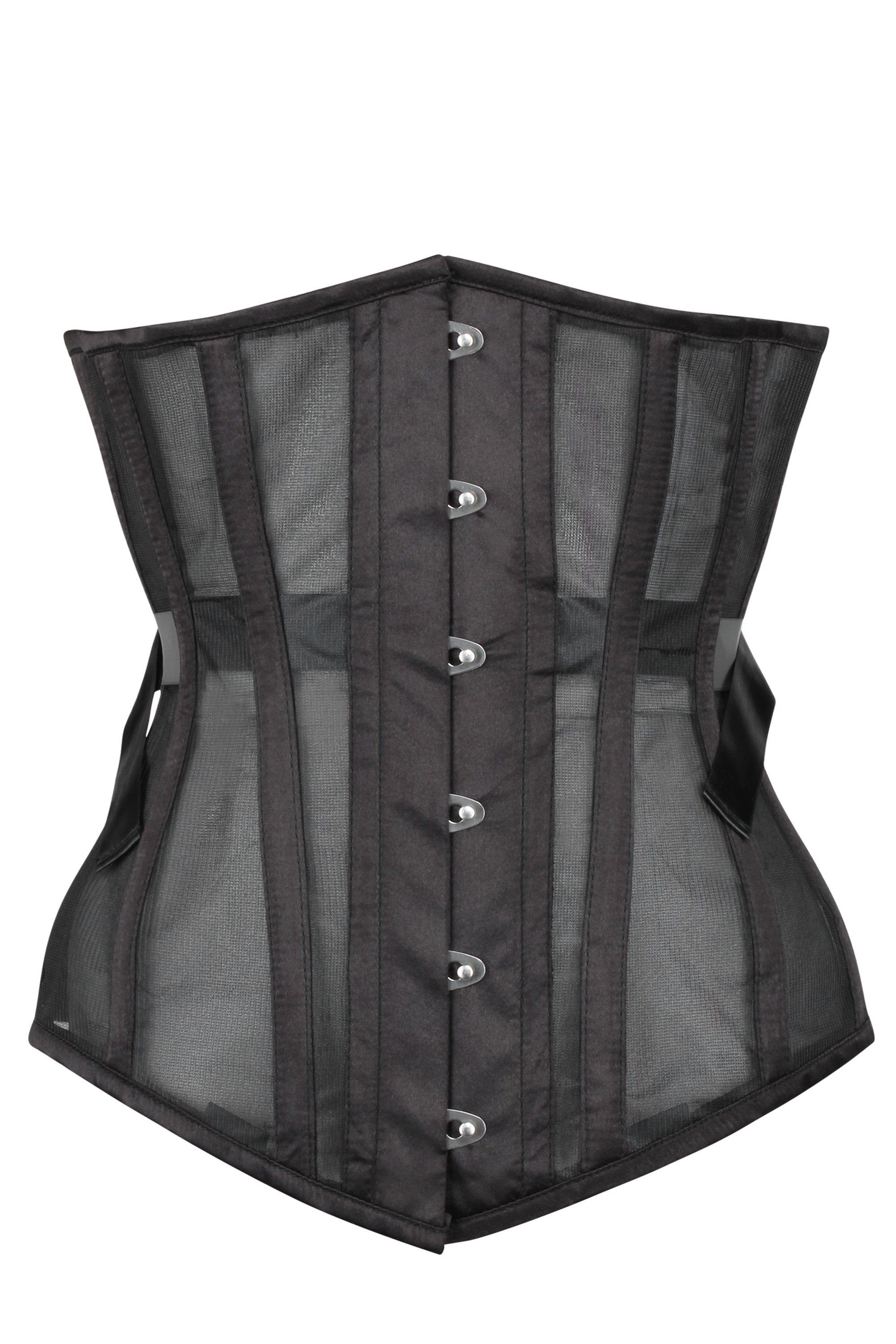 Black Longline Mesh Underbust with Fan Lacing sold by Corset Story