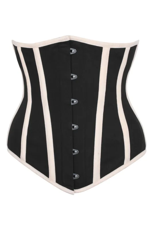 Black and Beige Single Layer Underbust Corset sold by Corset Story