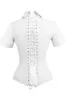 Short Sleeved White Cotton Corset Shirt sold by Corset Story