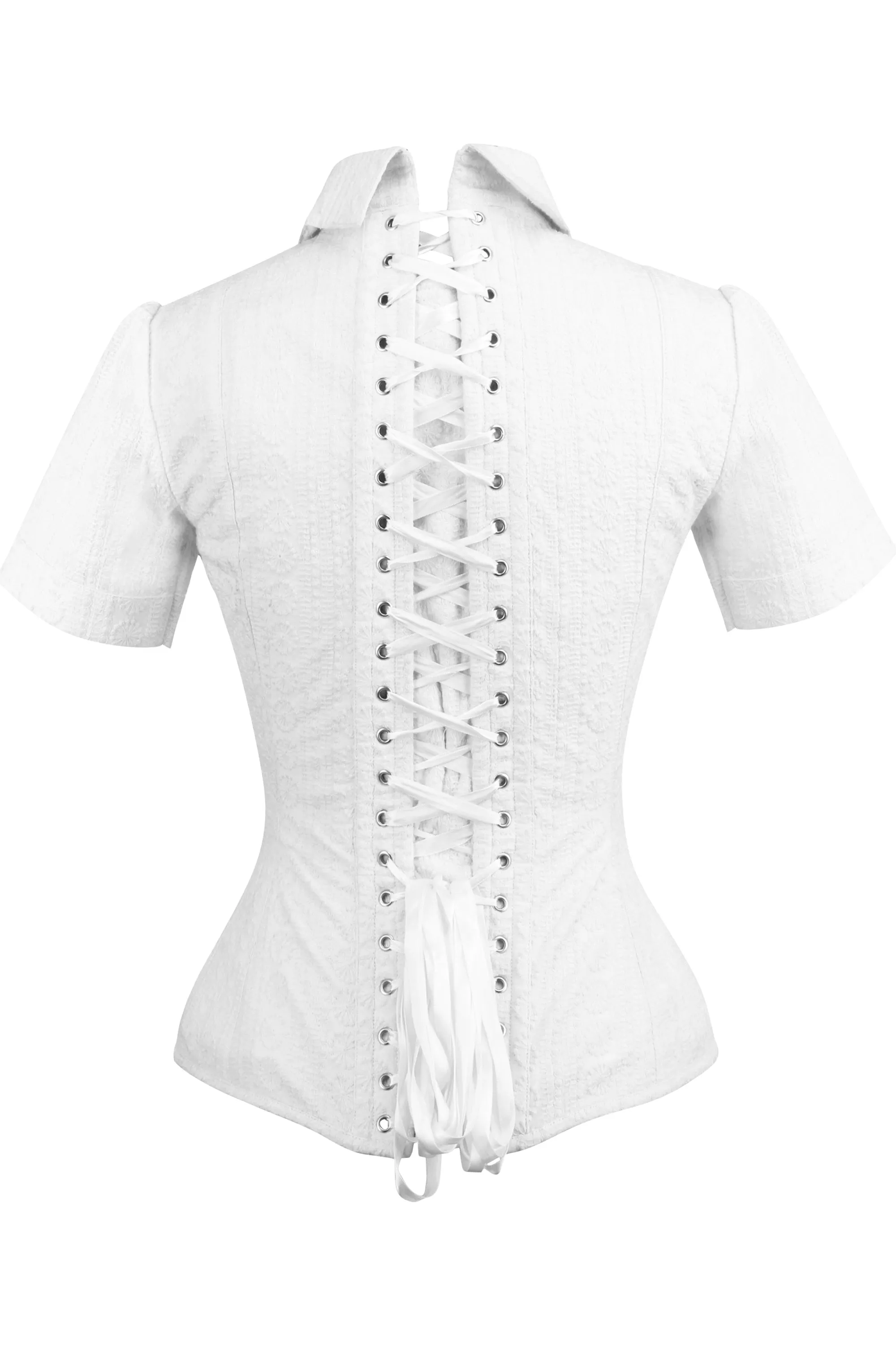 Short Sleeved White Cotton Corset Shirt sold by Corset Story product image thumbnail 4
