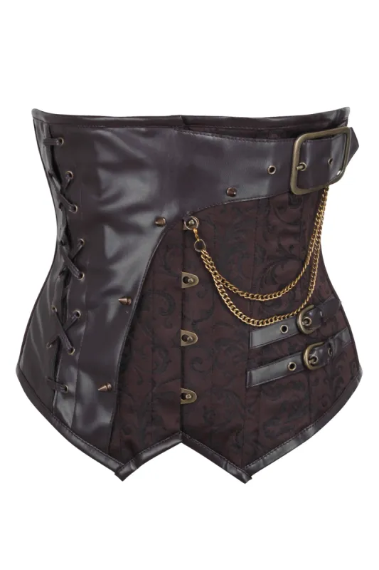 Brown Brocade Steampunk underbust corset sold by Corset Story