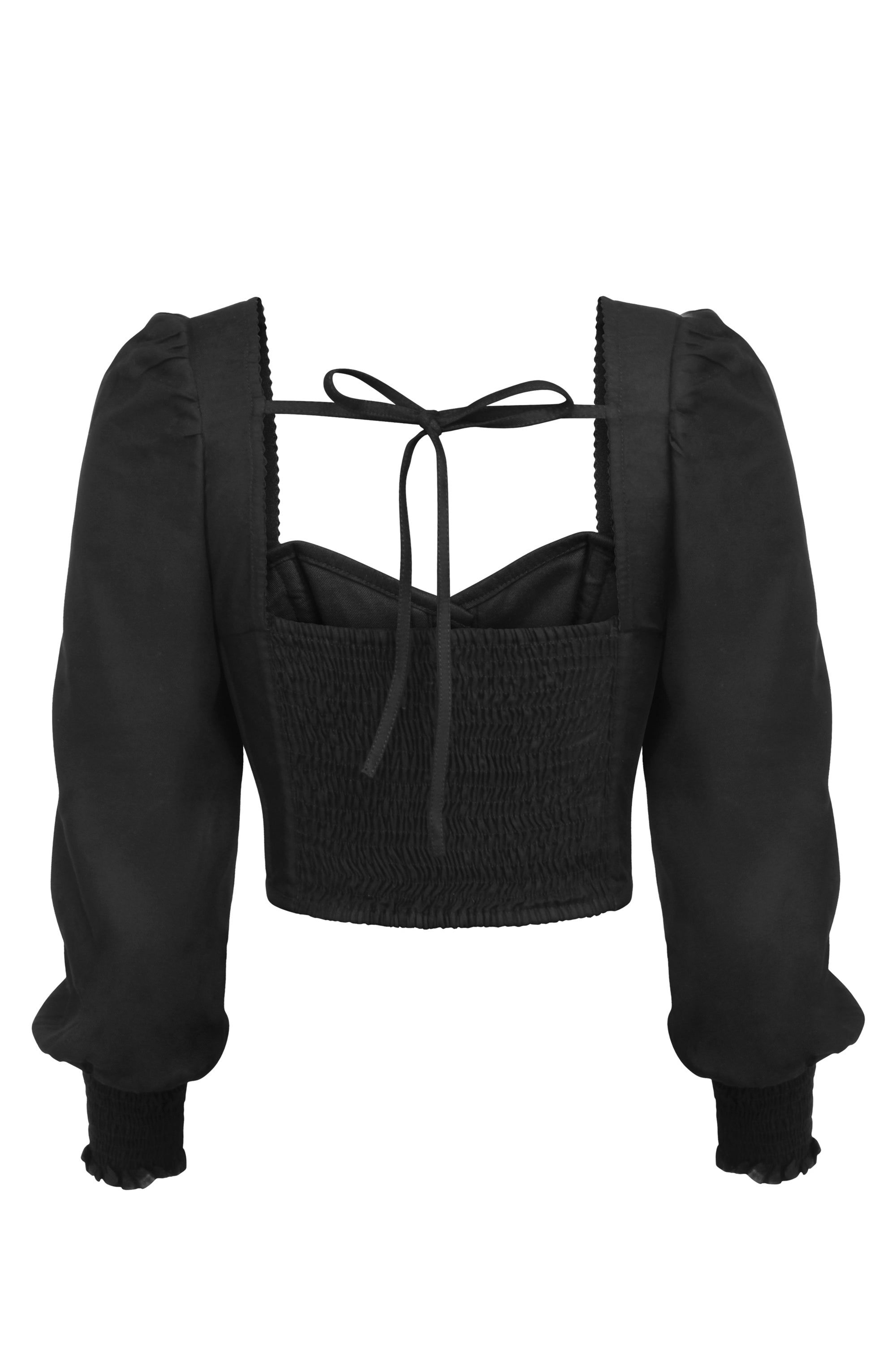 Blossom Black Viscose Cropped Corset Top with Elasticated Back sold by Corset Story product image thumbnail 2