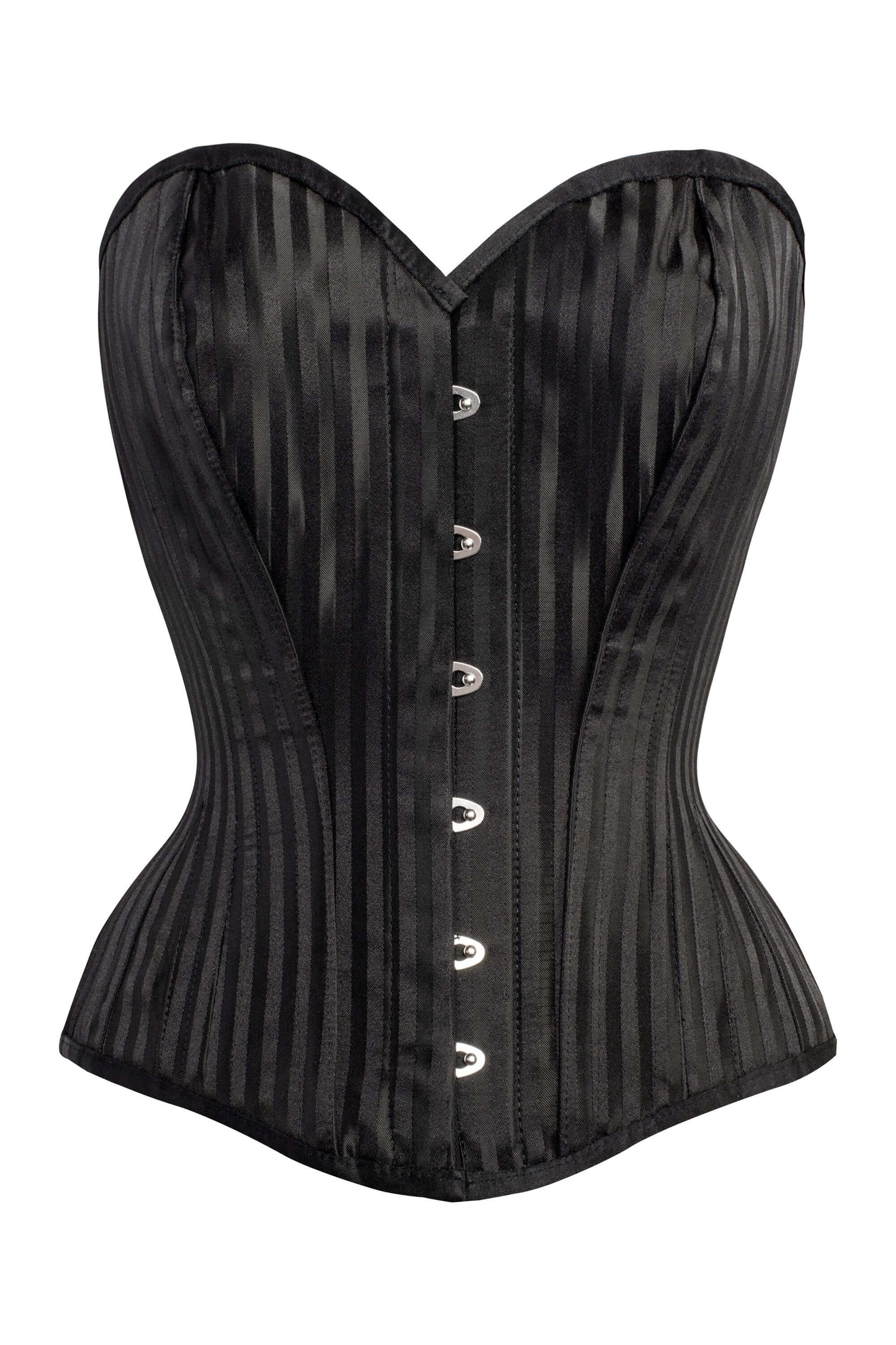 Black Striped Expert Waist Training Overbust Corset sold by Corset Story
