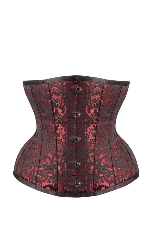 Red Brocade Underbust Corset With Hip Gores sold by Corset Story