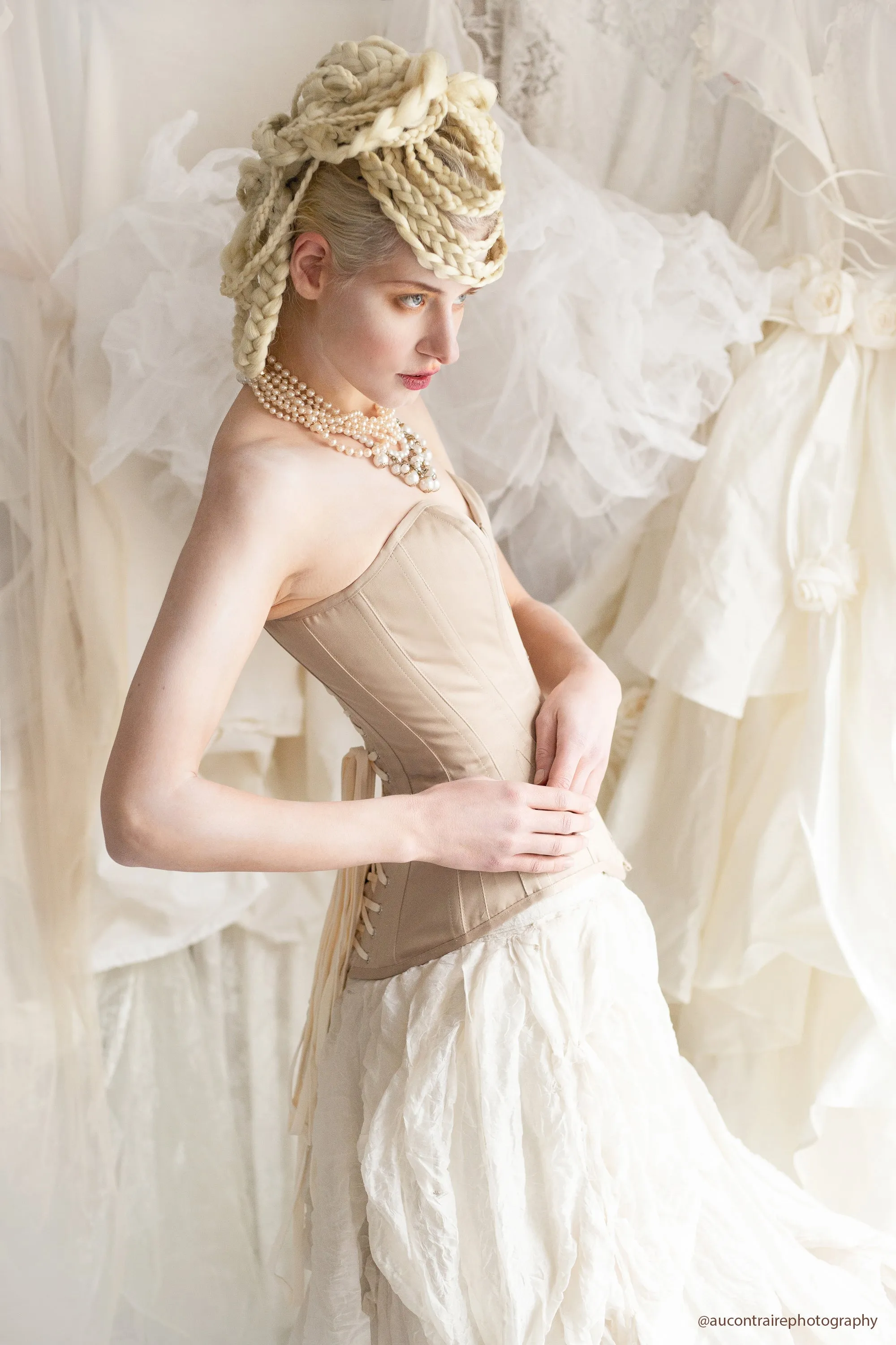 Champagne Matt Satin Longline Waist Taming Overbust sold by Corset Story product image thumbnail 5