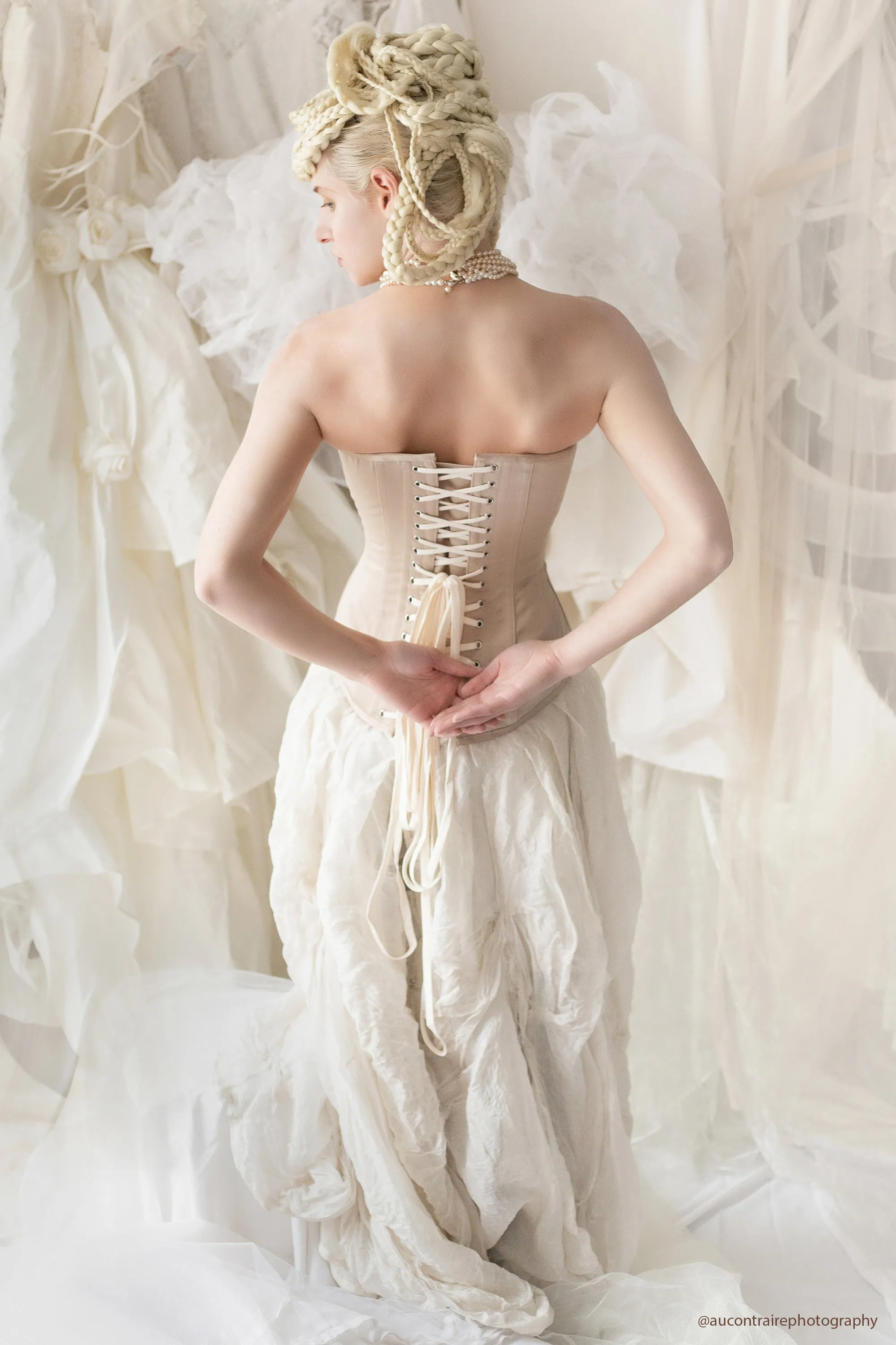 Champagne Matt Satin Longline Waist Taming Overbust sold by Corset Story product image thumbnail 4