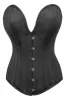 Black Satin Overbust Corset with Plunge Neckline sold by Corset Story
