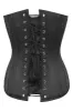 Black Satin Overbust Corset with Plunge Neckline sold by Corset Story