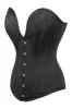 Black Satin Overbust Corset with Plunge Neckline sold by Corset Story